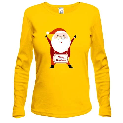 Жіночий лонгслів з веселим Сантою "Merry Christmas"