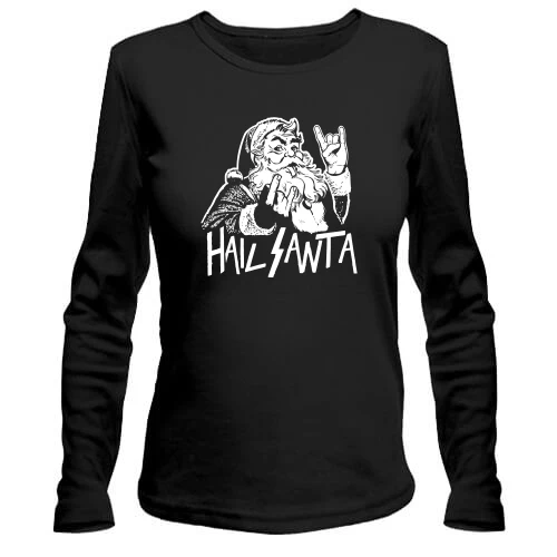 Жіночий лонгслів, Чорний, "hail Santa"