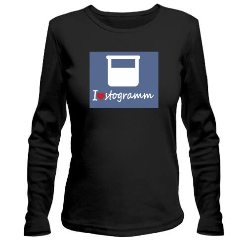Жіночий лонгслів з білою чаркою та написом «I ❤️ stogramm»