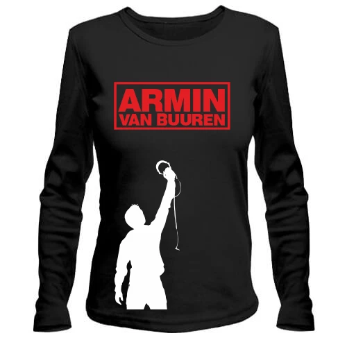 Женский лонгслив, Черный, Armin Van Buuren (с силуэтом)