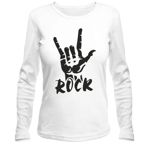 Женский лонгслив, Белый, Рок (Rock)