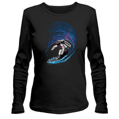 Женский лонгслив, черный, Space Surfer