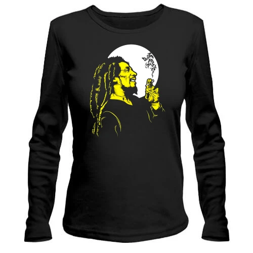 Женский лонгслив Bob Marley на фоне луны