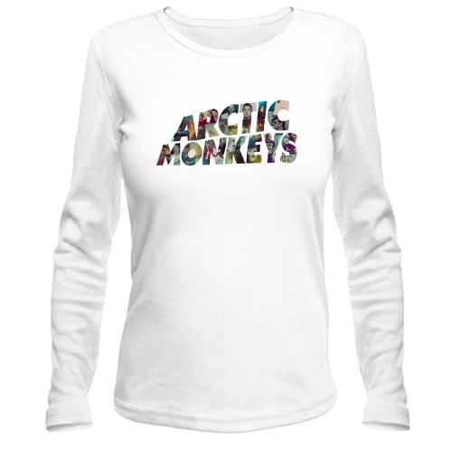 Жіночий лонгслів, білий, Arctic monkeys (колаж)