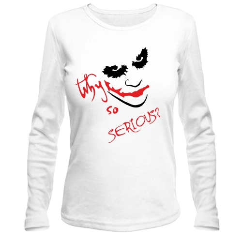 Женский лонгслив, белый, с лицом Джокера «Why so serious?»