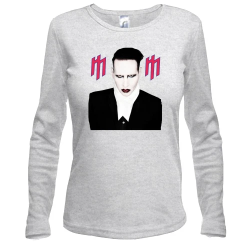 Женский лонгслив, серый меланж, Marilyn Manson (2)