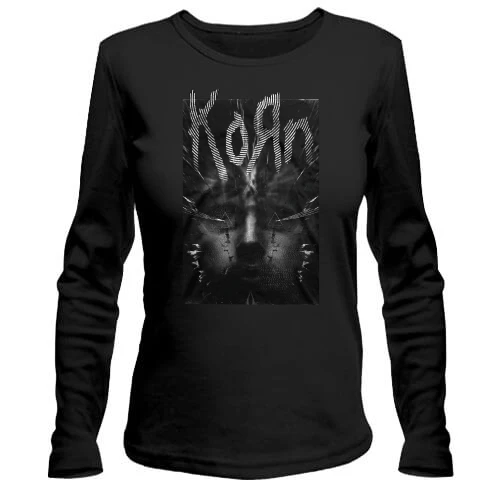 Женский лонгслив, черный, Korn (на стекле)