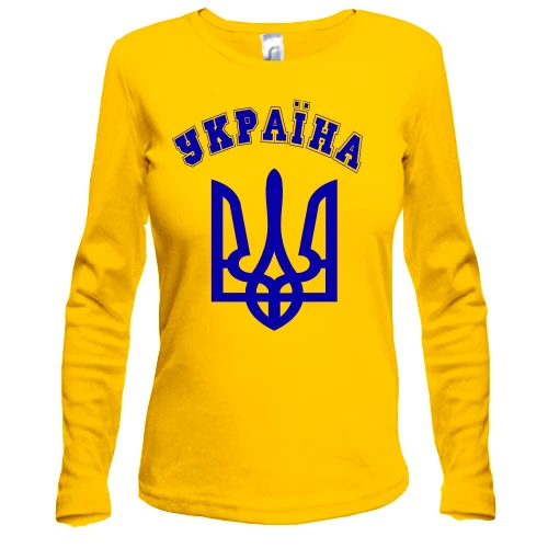 Жіночий лонгслів, Жовтий, з гербом і написом «Україна»