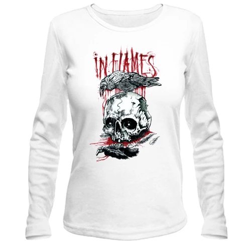Женский лонгслив, Синий, In Flames (с черепом)