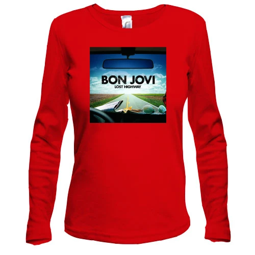 Женский лонгслив, красный, Bon Jovi - Lost Highway