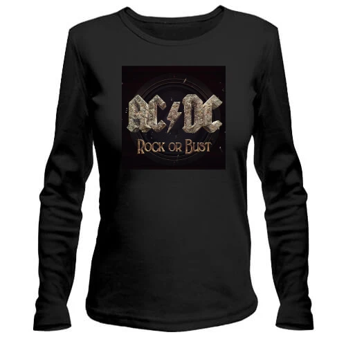 Женский лонгслив, черный, AC/DC Rock or Bust
