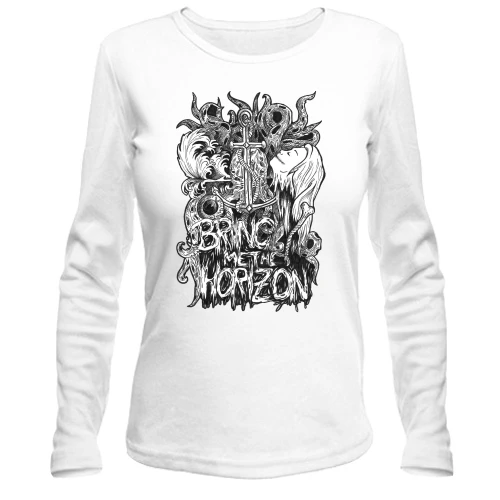 Жіночий лонгслів, білий, з Bring me the horizon арт