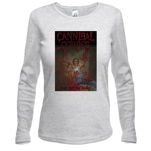 Жіночий лонгслів, сірий меланж, Cannibal Corpse - Red Before Black