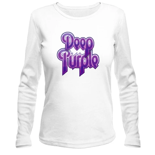 Жіночий лонгслів, білий, Deep Purple (фіолетовий логотип)