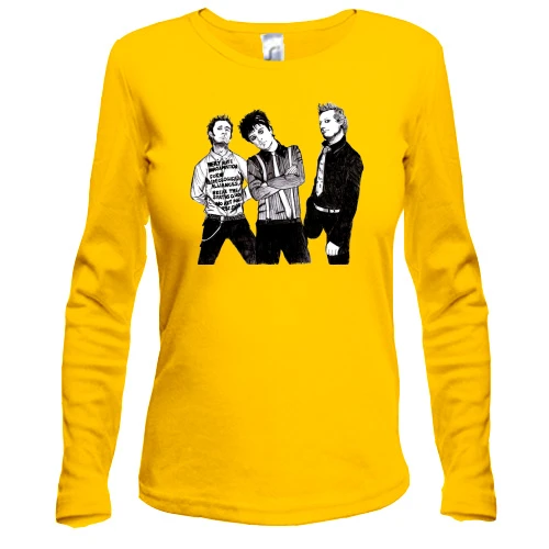 Жіночий лонгслів, жовтий, Green day (малюнок)