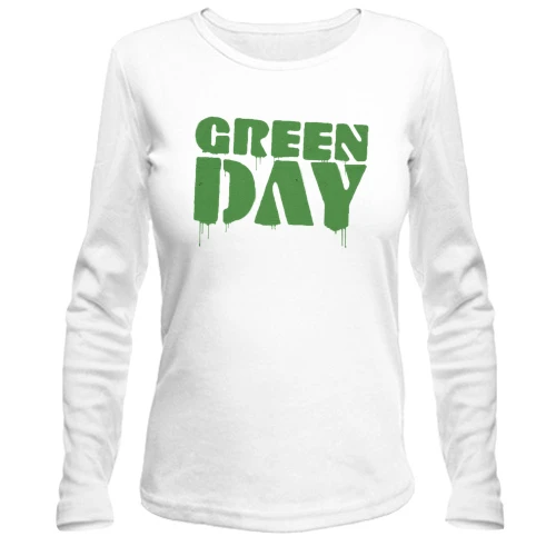 Жіночий лонгслів, білий, Green day (paint)