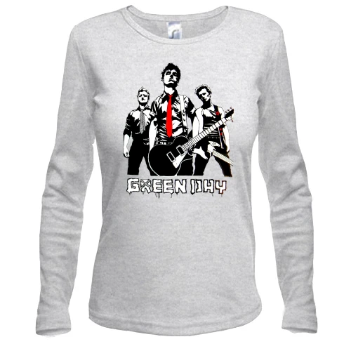 Жіночий лонгслів, сірий меланж, Green day (силуети)