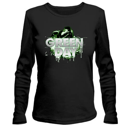 Жіночий лонгслів, чорний, Green day (поцілунок)