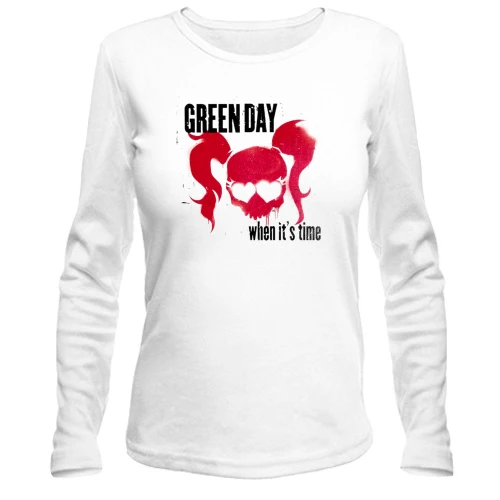 Жіночий лонгслів, білий, Green day - When it's time