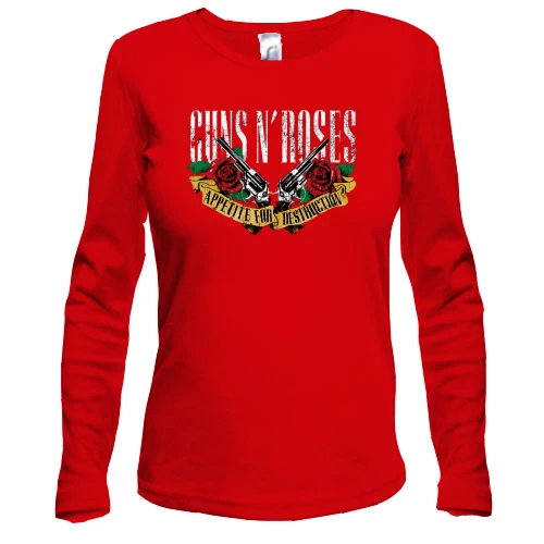 Жіночий лонгслів, червоний, Guns N’ Roses