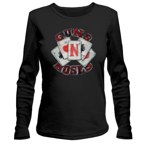 Жіночий лонгслів, чорний, Guns N’ Roses (карти)