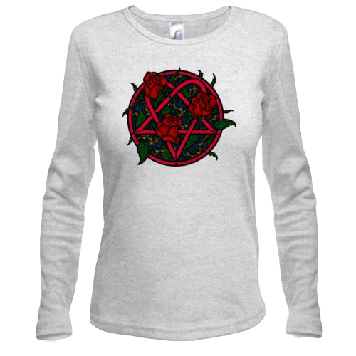 Жіночий лонгслів, сірий меланж, Rose Logo