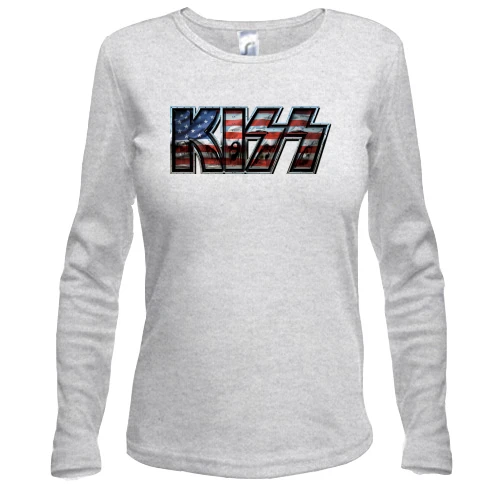 Жіночий лонгслів KISS на американському прапорі