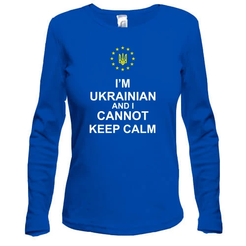 Жіночий лонгслів, Синій, CANNOT KEEP CALM
