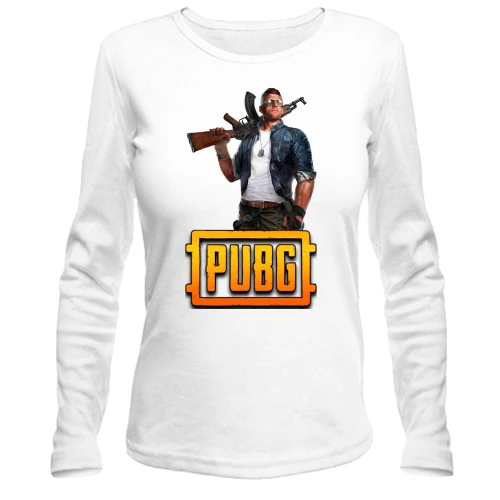 Жіночий лонгслів, білий, з персонажем PUBG