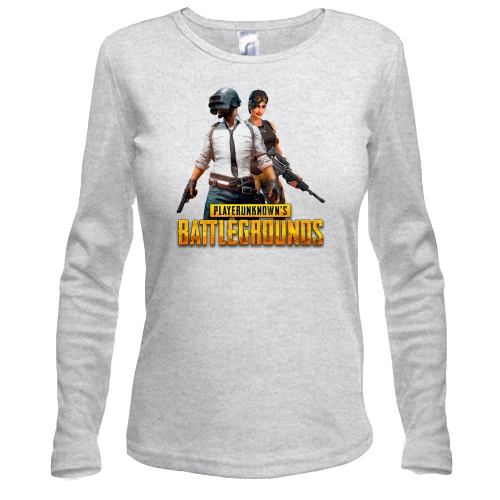 Жіночий лонгслів, сірий меланж, з персонажами PlayerUnknown’s Battlegrounds