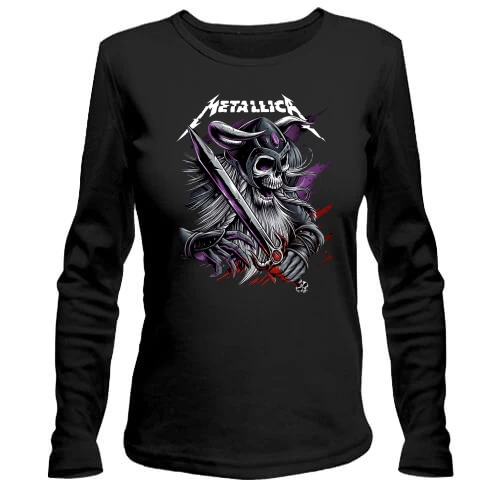 Женский лонгслив, Черный, Metallica (со скелетом-воином)
