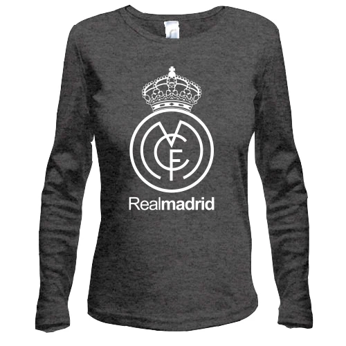 Женский лонгслив, Черный, с белой эмблемой Real Madrid