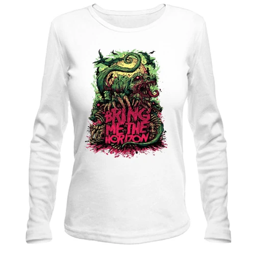 Жіночий лонгслів, Білий, Bring me the horizon (dragon)