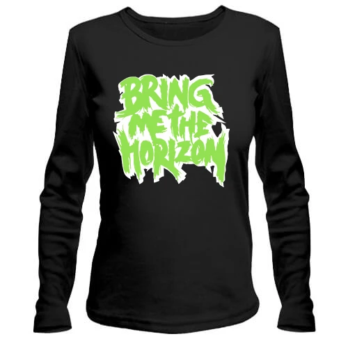 Жіночий лонгслів, Чорний, Bring me the horizon logo green