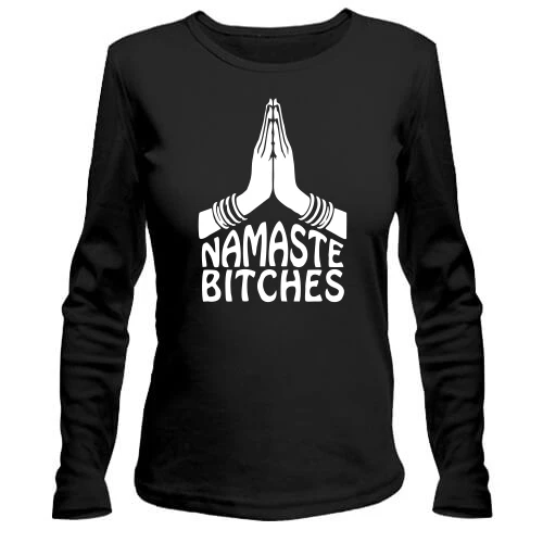Женский лонгслив, Черный, Namaste Bitches