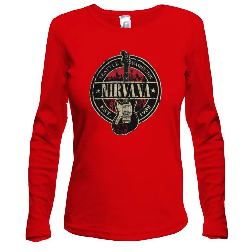Женский лонгслив, Красный, Nirvana est. 1988
