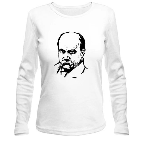 Жіночий лонгслів, Білий, c Тарасом Шевченком