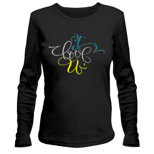 Жіночий лонгслів, Чорний, I love Ukraine