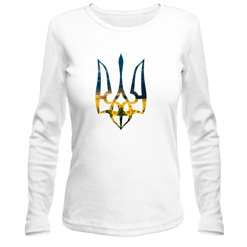 Жіночий лонгслів з тризубом із соняшників (вечір)