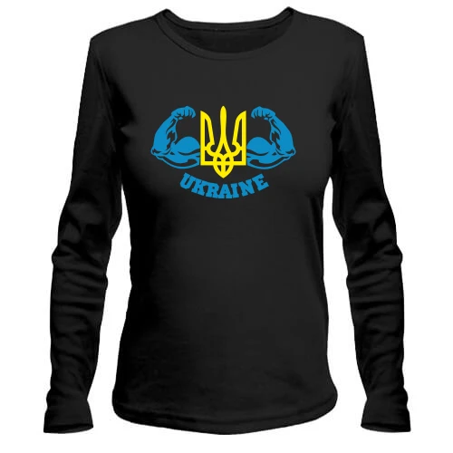 Женский лонгслив, Черный, Ukraine (WorkOut Style)