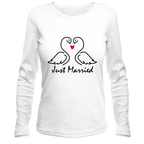 Жіночий лонгслів Just Married з контурними лебедями