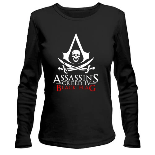 Женский лонгслив, Черный, с лого Assassin’s Creed IV Black Flag