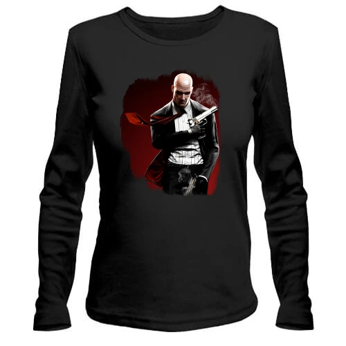 Женский лонгслив, Черный, с Hitman (Хитмен)