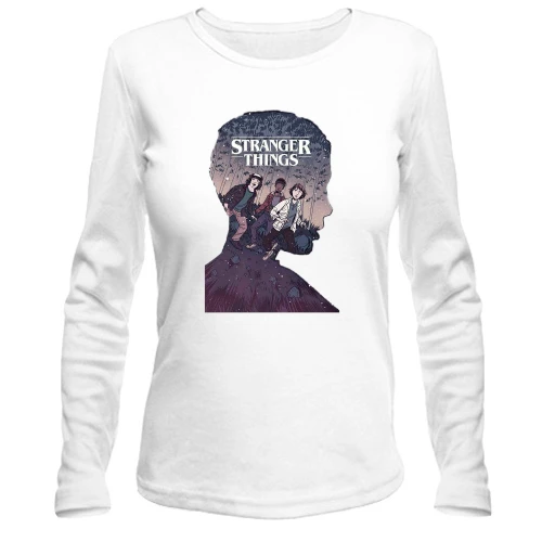 Женский лонгслив, Белый, Stranger Things (арт)