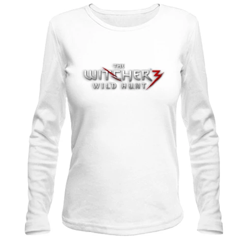 Женский лонгслив, белый, The Witcher 3 (logo hd)