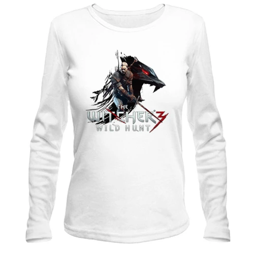 Женский лонгслив, белый, The Witcher 3 (wild hunt)