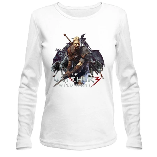 Женский лонгслив, белый, The Witcher 3 (wild hunt 2)