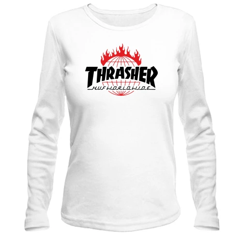 Женский лонгслив, Белый, Thrasher Huf Worldwide