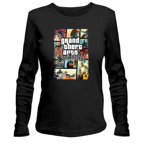Женский лонгслив, черный, GTA - San Andreas