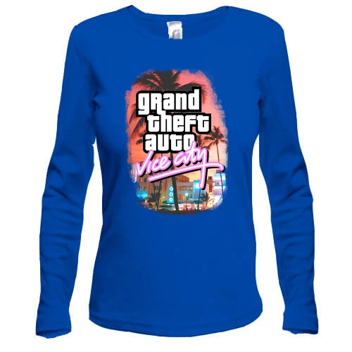 Женский лонгслив, синий, GTA - Vice city